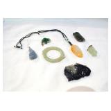 Carved Jade pendants, ring
