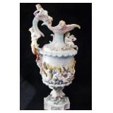 Dresden Style Putti and Satyr Porcelain Urn