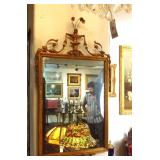 French Louis XVI Style Giltwood Urn Crest Mirror