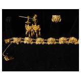 14Kt  Aztec Gold King Mask bracelet earrings ring