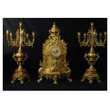 Italian Imperial brass 3 pc clock set