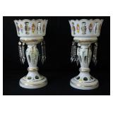 Pair Bohemian cut to clear lusters