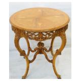 French carved round lamp table