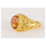 22kt Gold Pink Tourmaline and diamond Ring