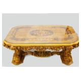 Italian highly carved inlaid coffee table