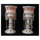 Bohemian Cut Glass lusters with prisms