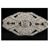 Platinum Art Deco 8.92 carat Diamond pin