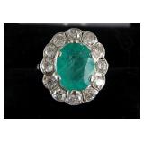 18kt Gold Ladies Emerald and Diamond ring