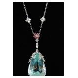 18kt Gold Aquamarine and diamond necklace