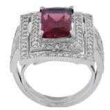 18kt Gold Ladies 5.31 ct Rubellite & diamond ring