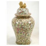 Chinese Rose Medallion porcelain Temple jar