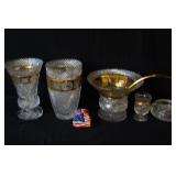 Vintage Cut Glass with gold overlay 6pcs