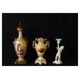 German Porcelain Cherub Vase and 2 Antique vases