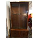 Vintage wood and glass locking Gun cabinet