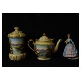 Music box clocks - Tea pot, girl, lidded vase