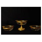 Crystal glass and  etched glass Dore ash trays