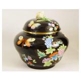 Herend Queen Victoria bowl w rose handle lid