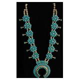 Navajo Petit point squash blossom Naja necklace