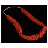 Native American Coral multi strand beaded necklace