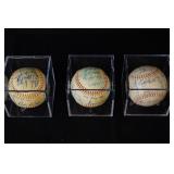 Three MLB signed baseballs, LA, Oakland, Boston