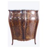 Italian Bombay 2-door inlaid marble top cabinet
