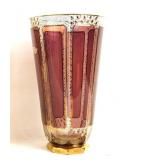 Bohemian fluted amethyst glass vase