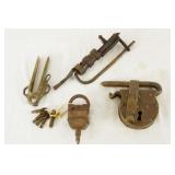 Collection of five unusual antique locks