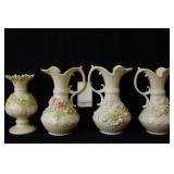 Belleek pitchers and vases