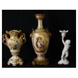 German Porcelain Cherub Vase and 2 Antique vases