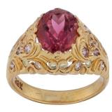 22kt Gold Pink Tourmaline and diamond Ring