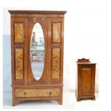 Antique burl mahogany Armoire & Nightstand