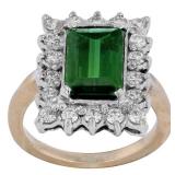 14kt Ladies Green 3.4 ct Tourmaline with diamonds