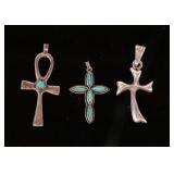 3 STERLING SILVER CROSS PENDANTS 3 STERLING SILVER CROSS PENDANTS