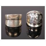 2 MODERNIST STERLING SILVER RINGS 7.5-8.5 2 MODERNIST STERLING SILVER RINGS 7.5-8.5
