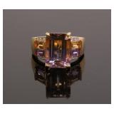 AMETRINE & GOLD OVER STERLING RING