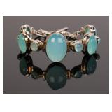 STERLING SILVER BRACELET LIGHT BLUE MOONSTONES