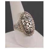 MODERNIST PEBBLED STERLING SILVER RING 9.5
