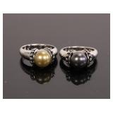 2 PEARL & STERLING SILVER RINGS