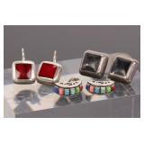 3 PR STERLING SILVER EARRINGS
