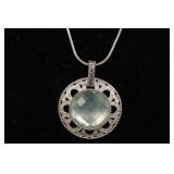 ROCK CRYSTAL STERLING SILVER PENDANT ON NECKLACE