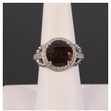 JUDITH RIPKA SMOKY QUARTZ STERLING COCKTAIL RING