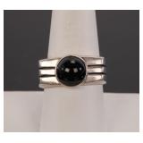 ONYX & STERLING SILVER SQUARE RING