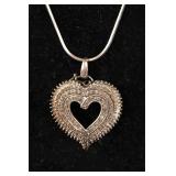 24" STERLING SILVER NECKLACE & HEART PENDANT
