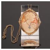 VICTORIAN CARVED SHELL CAMEO BROOCH GOLD FILLED