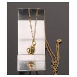 VICTORIAN JADE & GOLD FILLED NECKLACE/ PENDANT