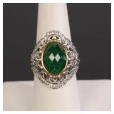 JADE & STERLING SILVER RING