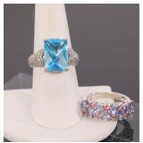 STUNNING TOPAZ & AMETHYST 2 COCKTAIL RINGS
