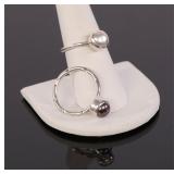 2 STERLING SILVER & PEARL RINGS