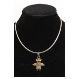STERLING ANGEL PENDANT ON HERRINGBONE NECKLACE