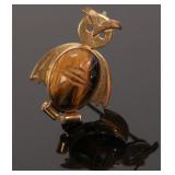 EDWARDIAN BAT BROOCH GOLD FILLED CARVED TIGER EYE